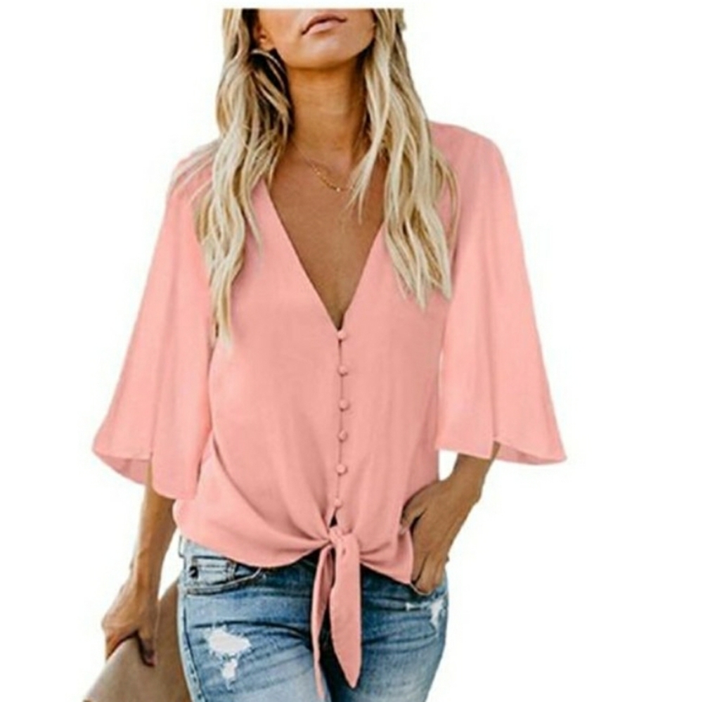 Pink chiffon blouse, Small.